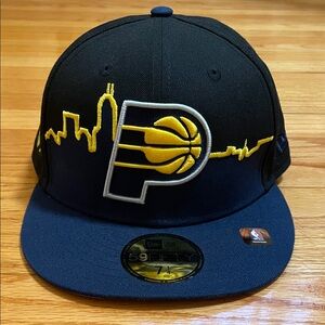 New Era Indiana Pacers Black & Navy Fitted 59FIFTY Cap Hat 7 1/4 NBA Basketball